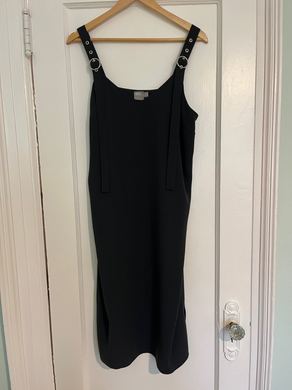 ASOS Black Midi Dress with Buckle-Strap Details